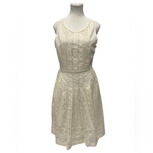 JCREW collection Ivory Dress Eyelet Bodice Sleeveless Sz:6